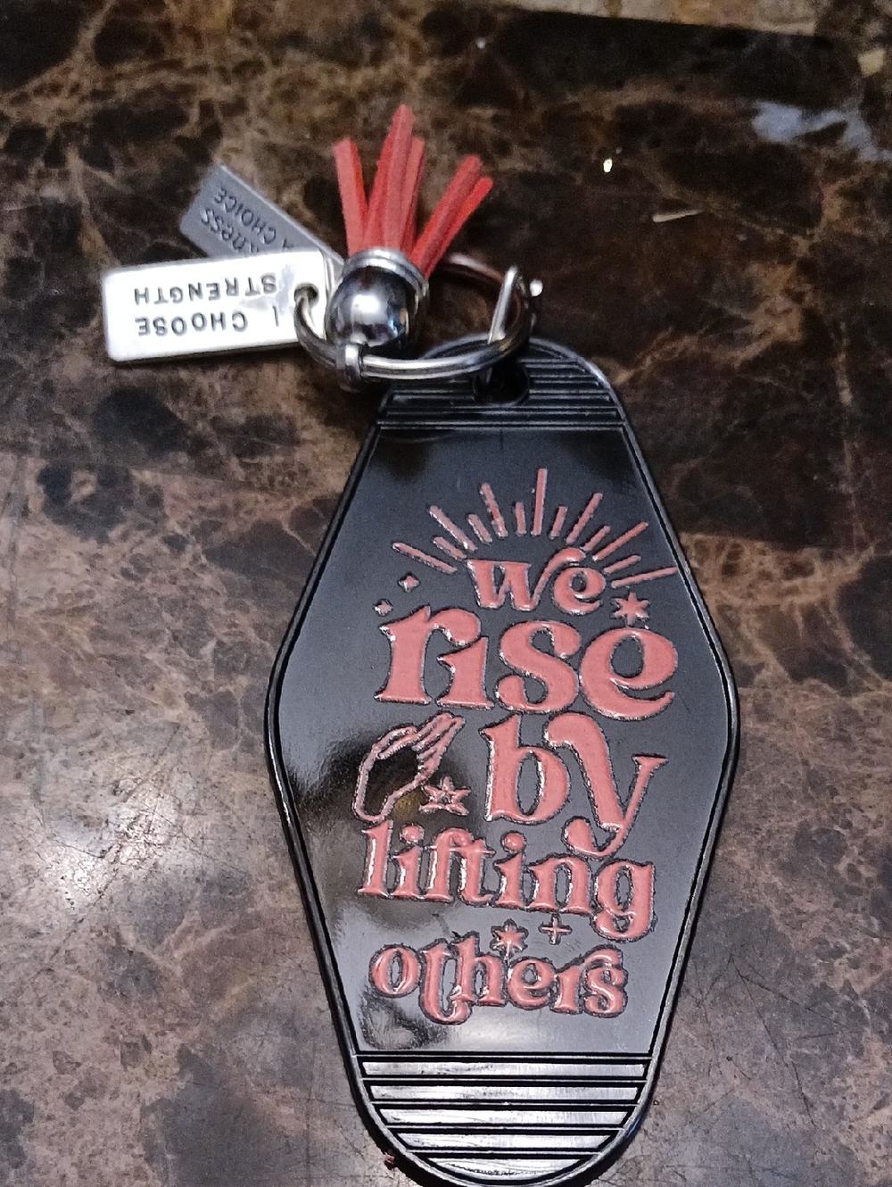 Retro 1960s-70s style keychain   motivational words  Inspirational Motel Key